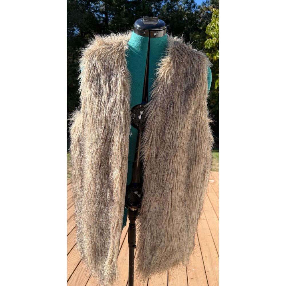 Escalier Long Faux Fur Vest – Taupe Brown – Women’s Size 4